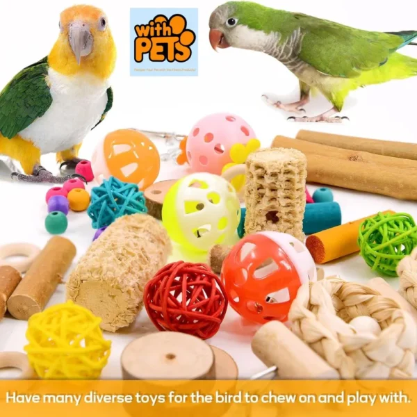 Bird Perch Parakeet Toys 10 Pack Natural Wood Toys for Small Birds